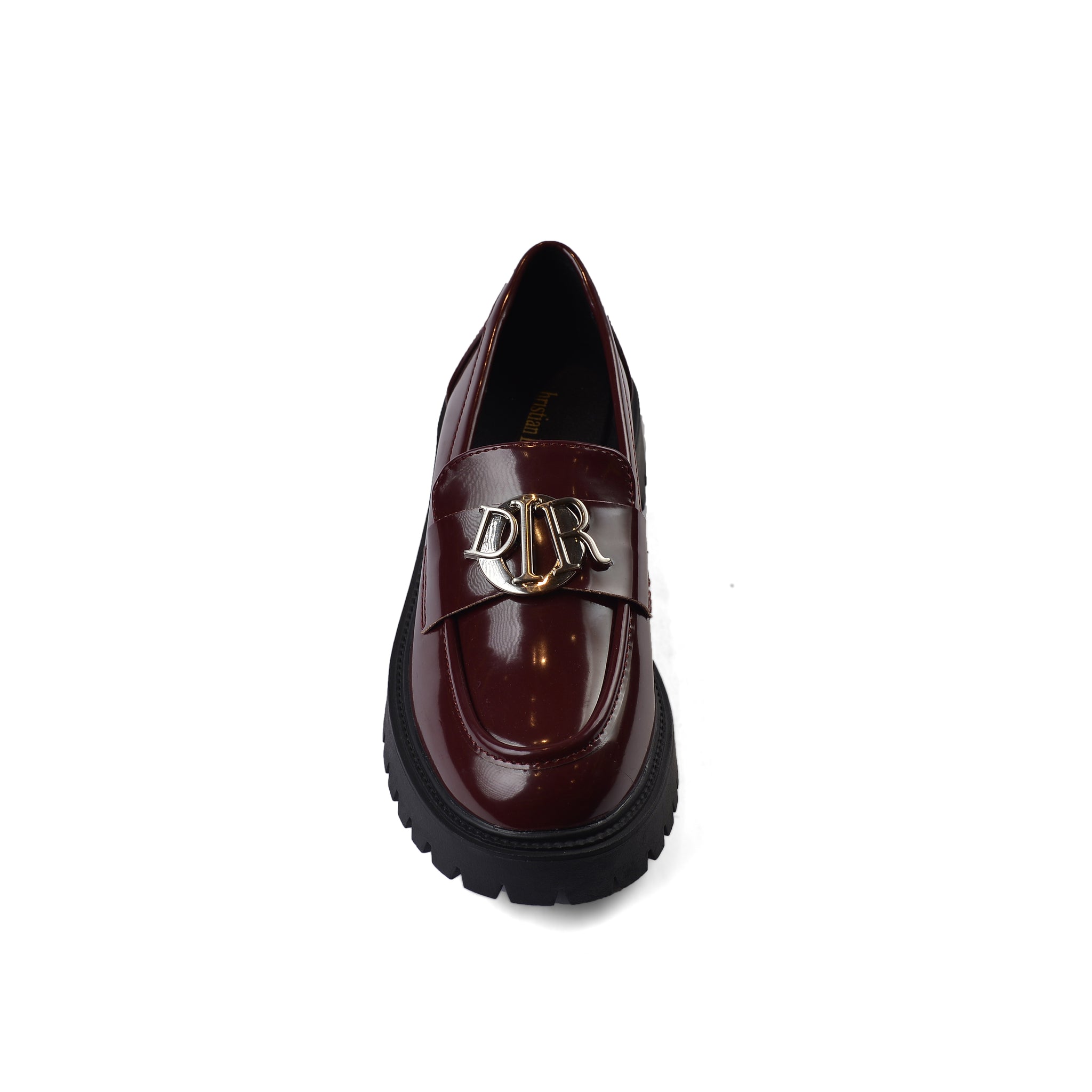 Dior Monolith Leather Loafers High Heels Woman TN-178 Maroon