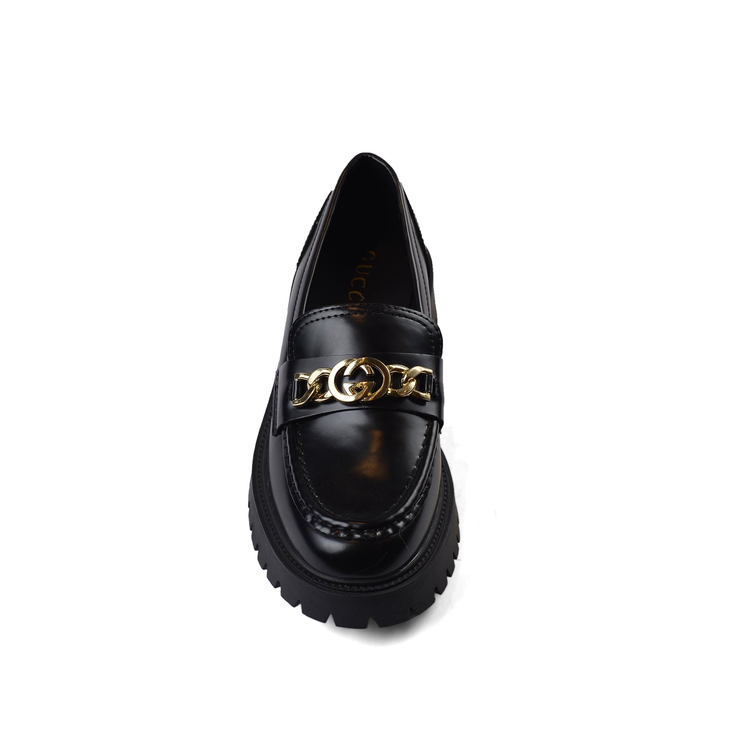 Gucci Monolith Leather Loafers High Heels Woman TN-179 Black