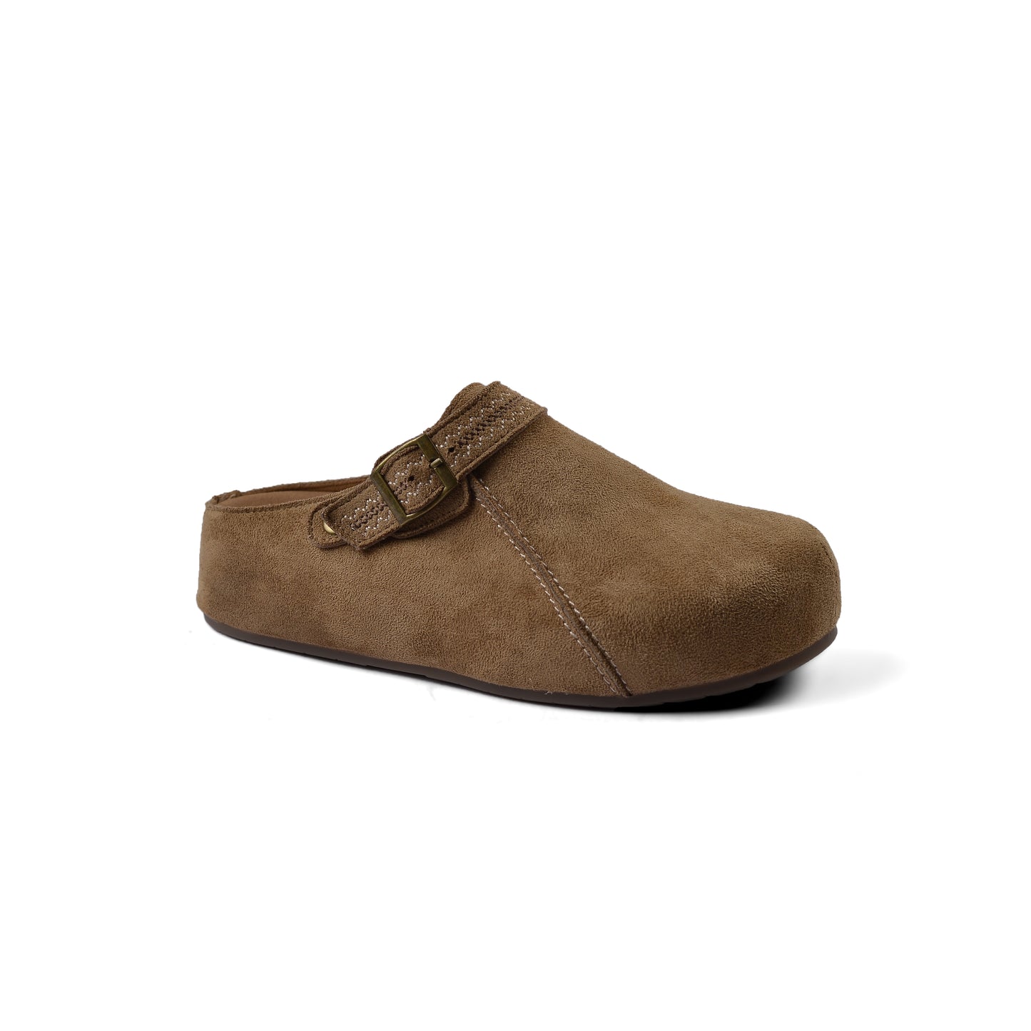 Slipper Flat Open Back Loafer Suede Luxury Woman X798 Khaki