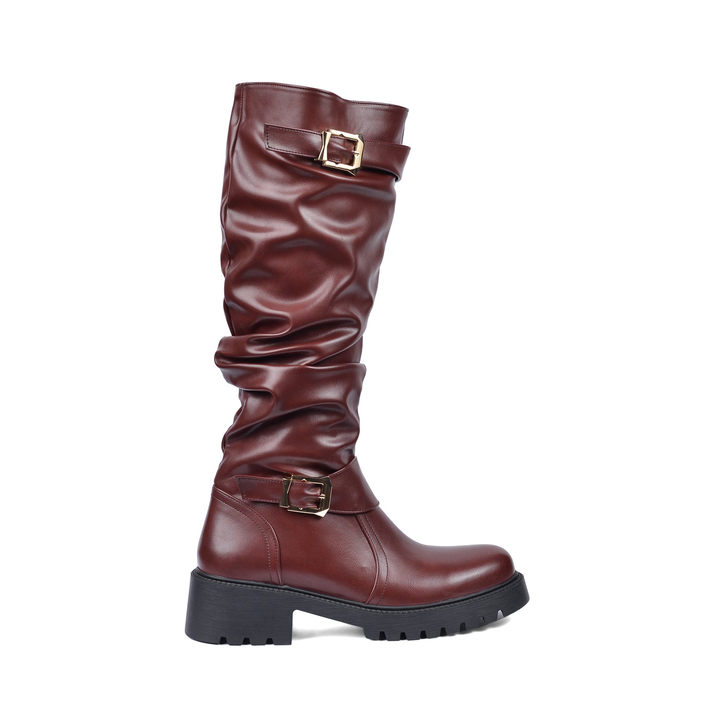 High Quality Design Tan Classic Boots with Buckle Detail 101261509 Burgundy