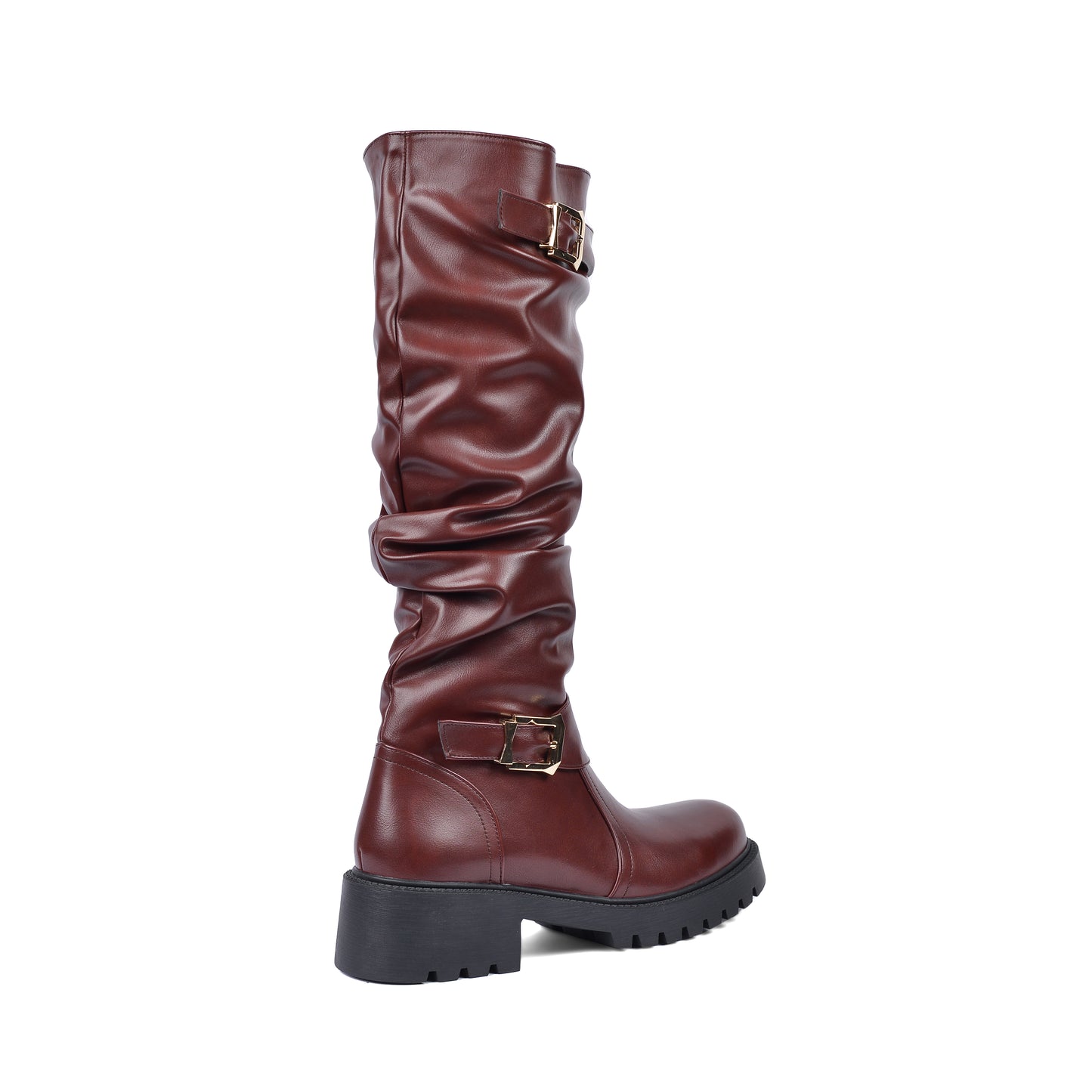 High Quality Design Tan Classic Boots with Buckle Detail 101261509 Burgundy