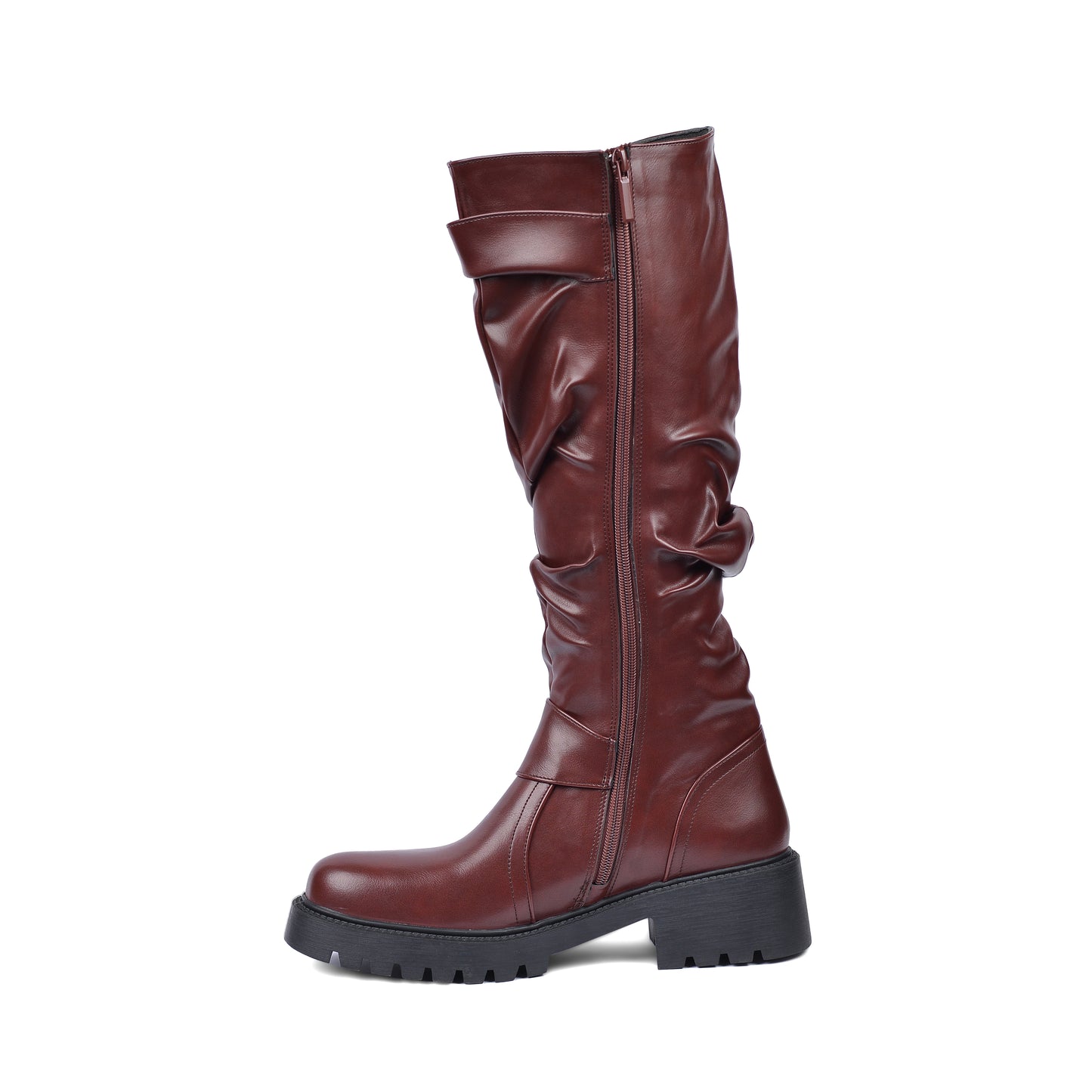 High Quality Design Tan Classic Boots with Buckle Detail 101261509 Burgundy