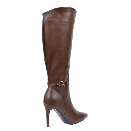 Valentino High Quality Design Tan Classic Boots with Detail TN-142 Coffee