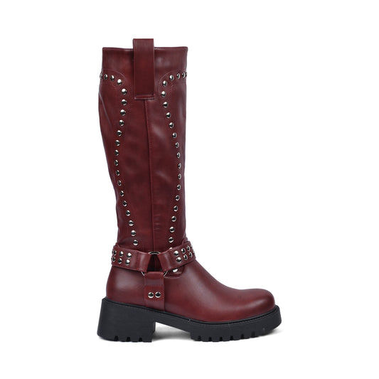 High Quality Design Tan Classic Boots with Detail 12500H025 Maroon