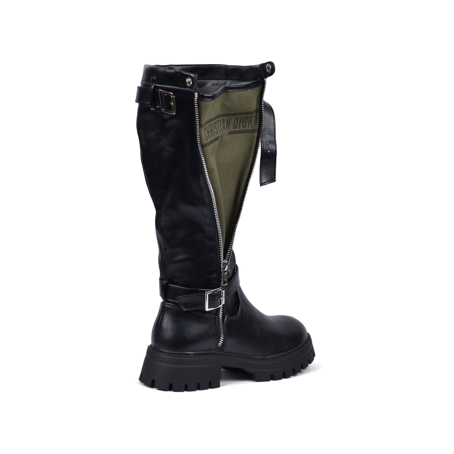 CHRISTIAN DIOR High Quality Design Tan Classic Boots with Detail TN-173 Black&Olive