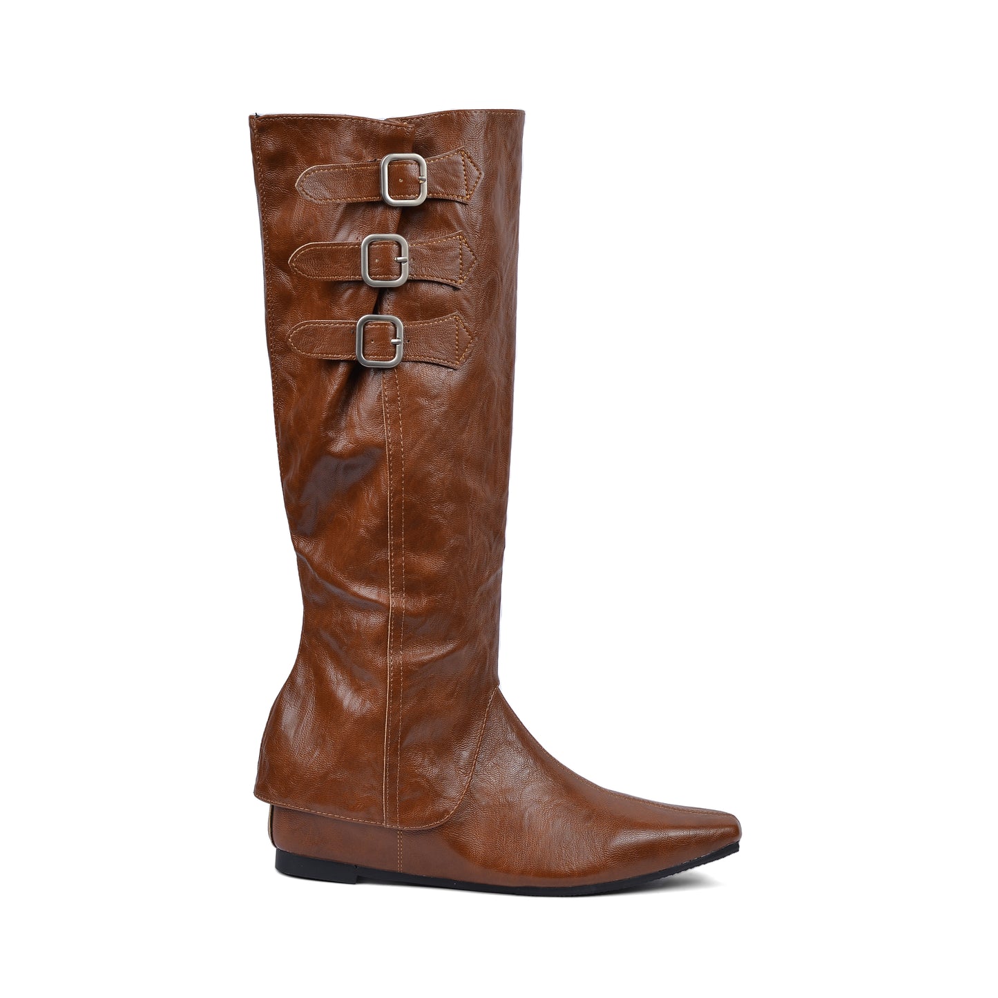 High Quality knee high boots made of suede with a low heel easy to wear equipped with a buckle QQ1 Havan