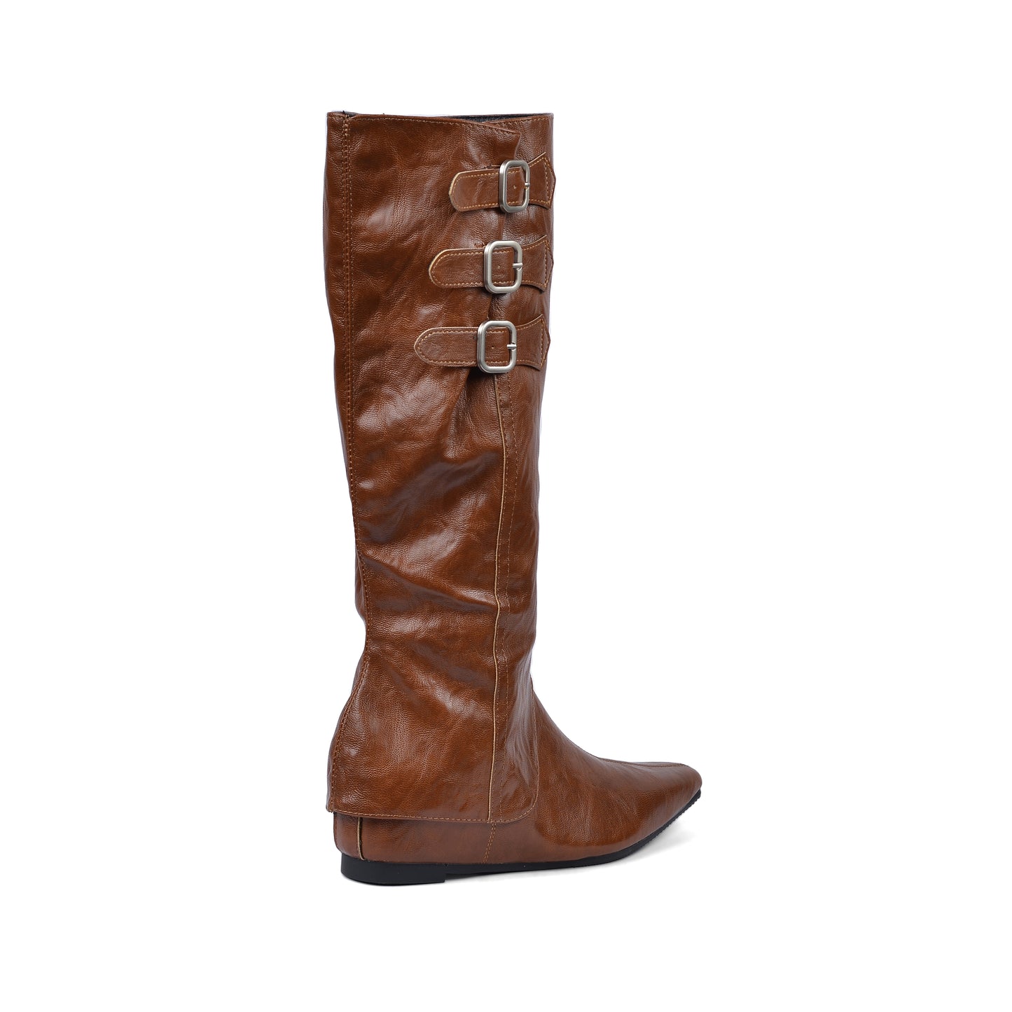 High Quality knee high boots made of suede with a low heel easy to wear equipped with a buckle QQ1 Havan