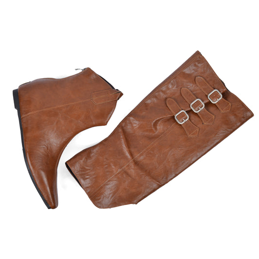 High Quality knee high boots made of suede with a low heel easy to wear equipped with a buckle QQ1 Havan