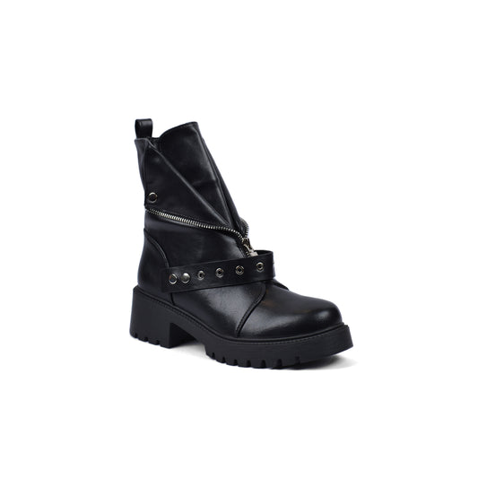 Orion Women's High Quality Half Boot with Zipper 125000H05 Black