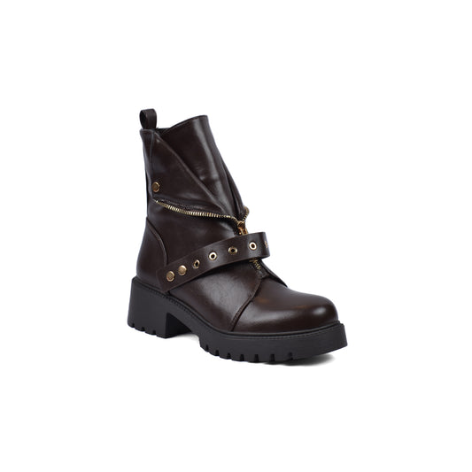 Orion Women's High Quality Half Boot with Zipper 125000H05 Brown