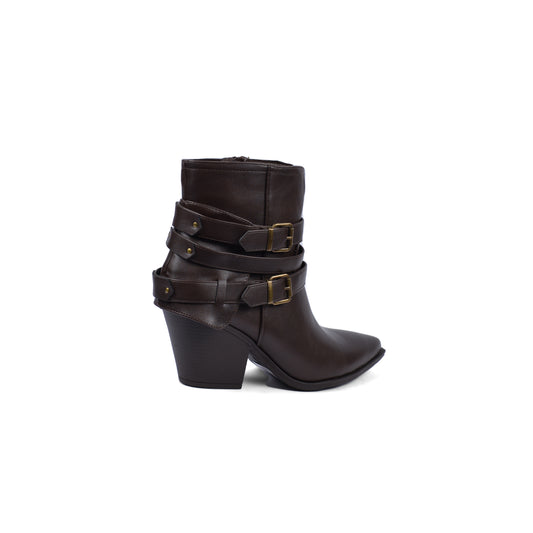 Orion Ringed Half Boots High Quality with Buckle Detail Woman 17726AH9 Coffee