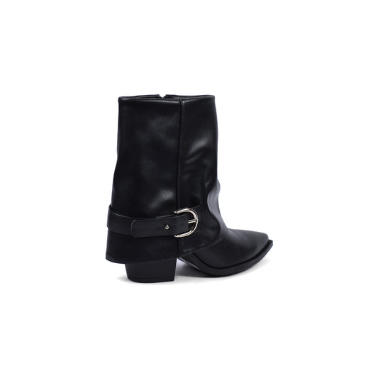 Dial Belt Heel Half Boots High Quality with Buckle Detail Woman 17726AH10 Black
