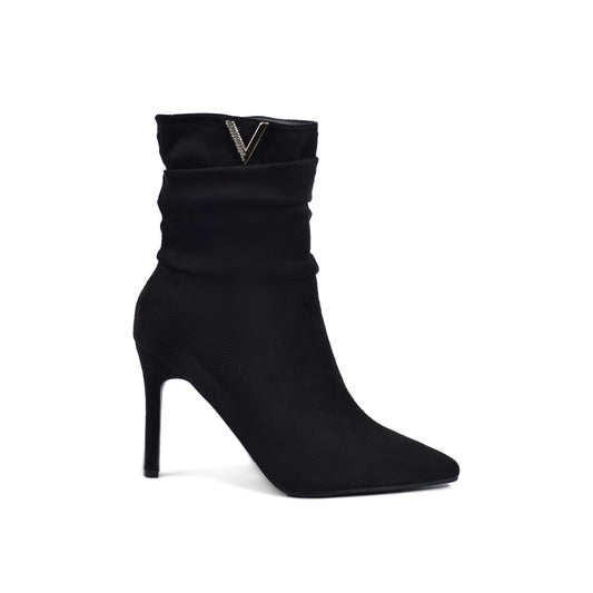 Valentino Half Boots High Quality Suede Equipped with and zipper Woman TN-145 Black