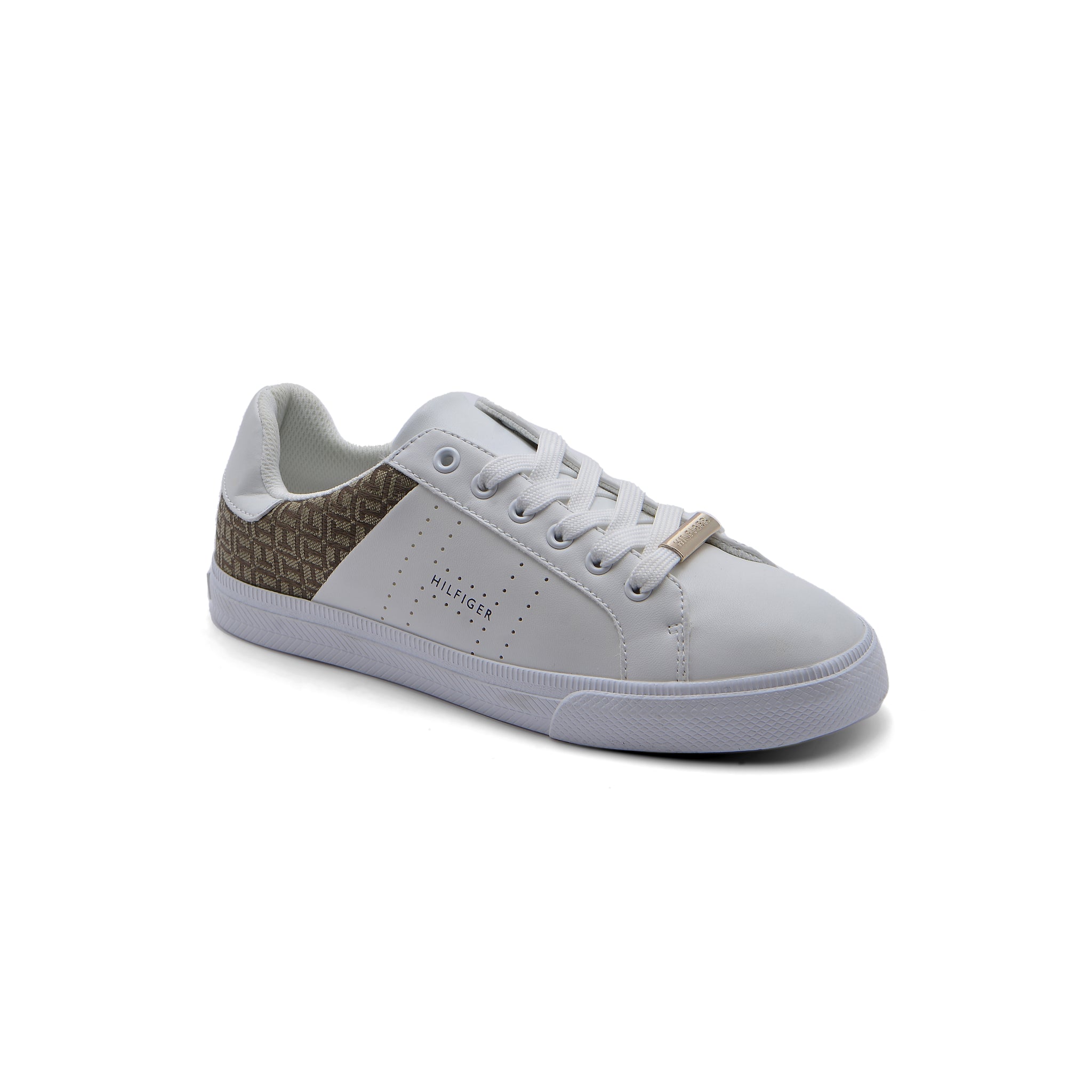 حذاء رياضي نسائي أصلي LORIO 107 من Tommy Hilfiger باللونين الأبيض والبني