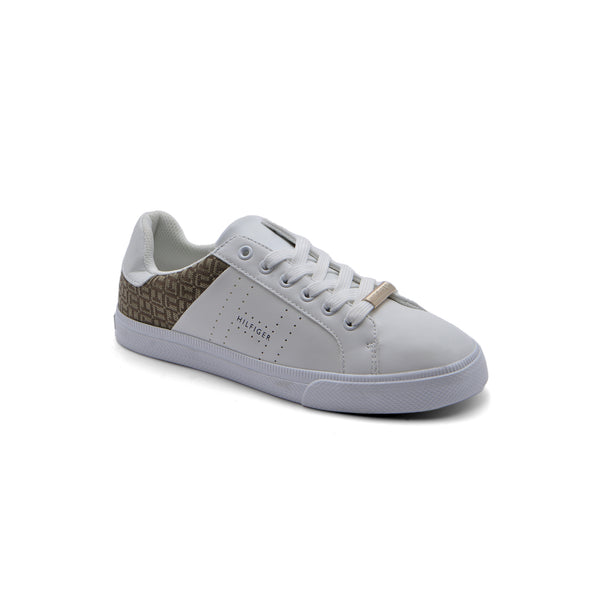 حذاء رياضي نسائي أصلي LORIO 107 من Tommy Hilfiger باللونين الأبيض والبني