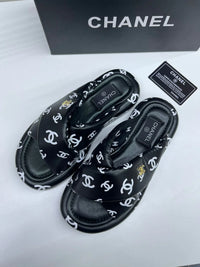Chanel Puffy Flip Flops Puffy Leather Cross Slipper Woman 9803 Black