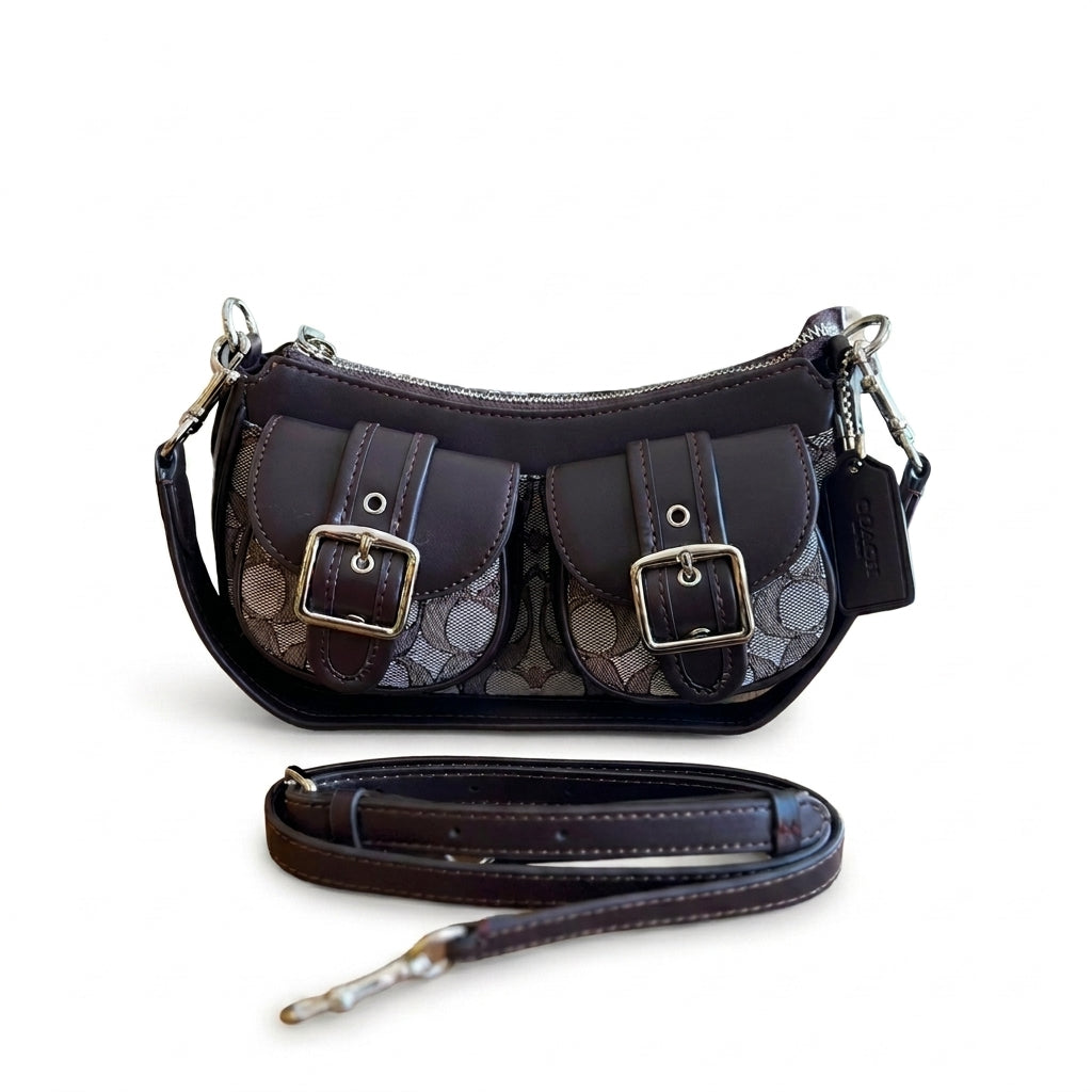 Coach - Ashton Bag In Signature Denim Length 12 cm - Width 24 cm Mirorr Women C076 Coffee