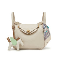 Hermès Etoupe Clemence Mini Bag Lindy 20 Gold Hardware Length 13 cm - Width 19 cm Mirror Woman H278 Off-White