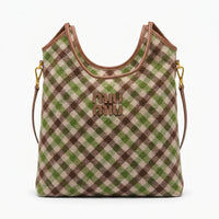Miu Miu Ivy canvas and leather bag for Women Mirror Length 40 cm - Width 32 cm 2582 Brown