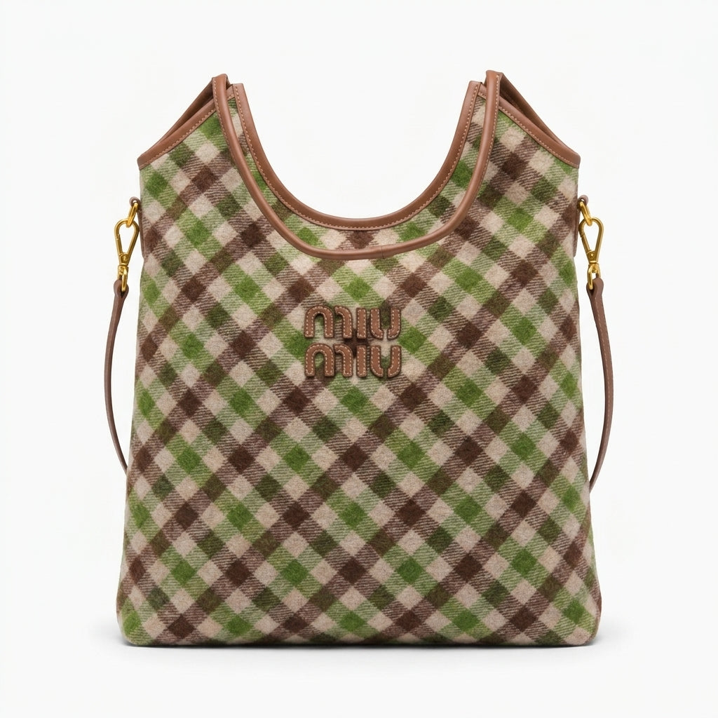 Miu Miu Ivy canvas and leather bag for Women Mirror Length 40 cm - Width 32 cm 2582 Brown