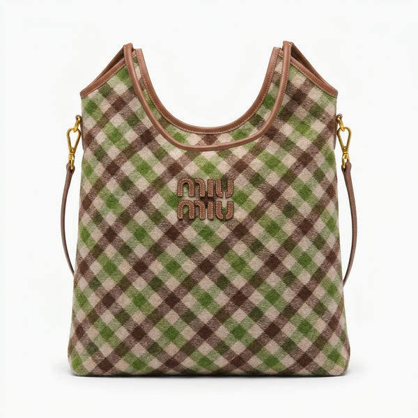 Miu Miu Ivy canvas and leather bag for Women Mirror Length 40 cm - Width 32 cm 2582 Brown