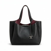 Tod's Leather micro Shoulder Bucket Hedgren Bag Solid Color PU Leather Bucket Bag with Top Hand Length 29 cm - Width 40 cm Mirror Woman 8833 Black