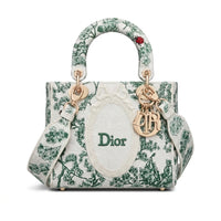 Christian Dior Lady Dior Green Toile De Jouy Clover Length 18 cm - Width 20 cm Mirror Woman 2529 White