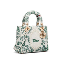 Christian Dior Lady Dior Green Toile De Jouy Clover Length 18 cm - Width 20 cm Mirror Woman 2529 White