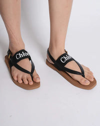 Chloé Woody Canvas & Rubber Thong Sandal Woman CH-2 Black