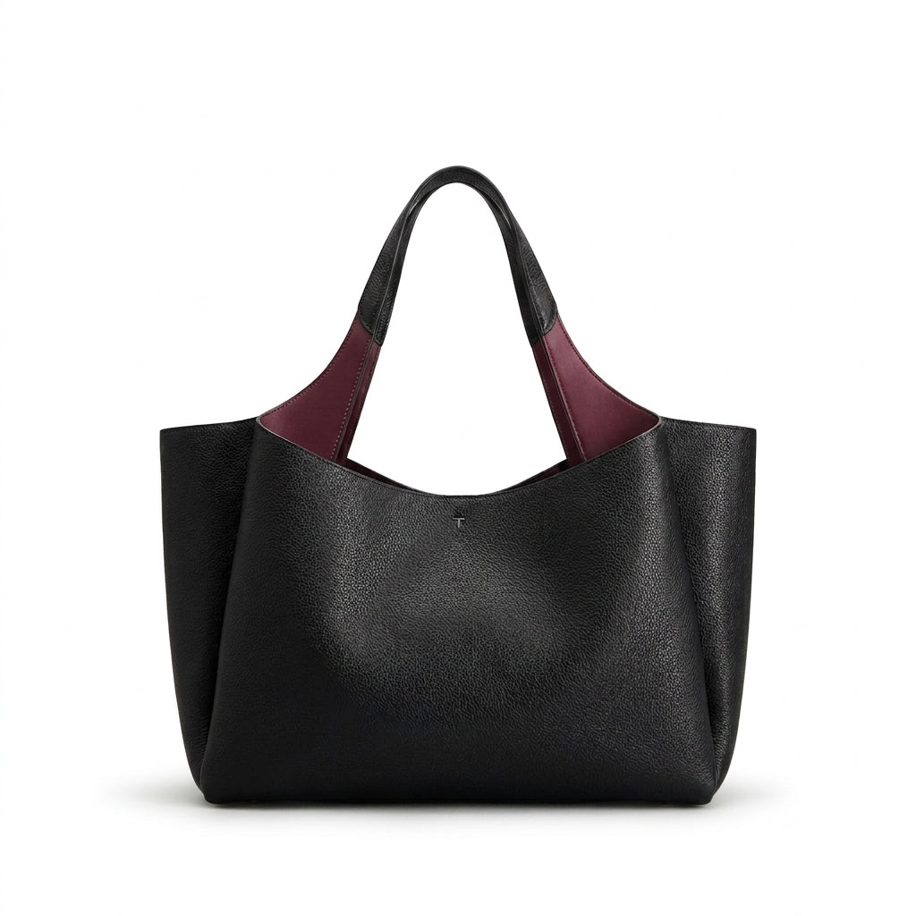 Tod's Leather micro Shoulder Bucket Hedgren Bag Solid Color PU Leather Bucket Bag with Top Hand Length 29 cm - Width 40 cm Mirror Woman 8833 Black