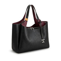 Tod's Leather micro Shoulder Bucket Hedgren Bag Solid Color PU Leather Bucket Bag with Top Hand Length 29 cm - Width 40 cm Mirror Woman 8833 Black