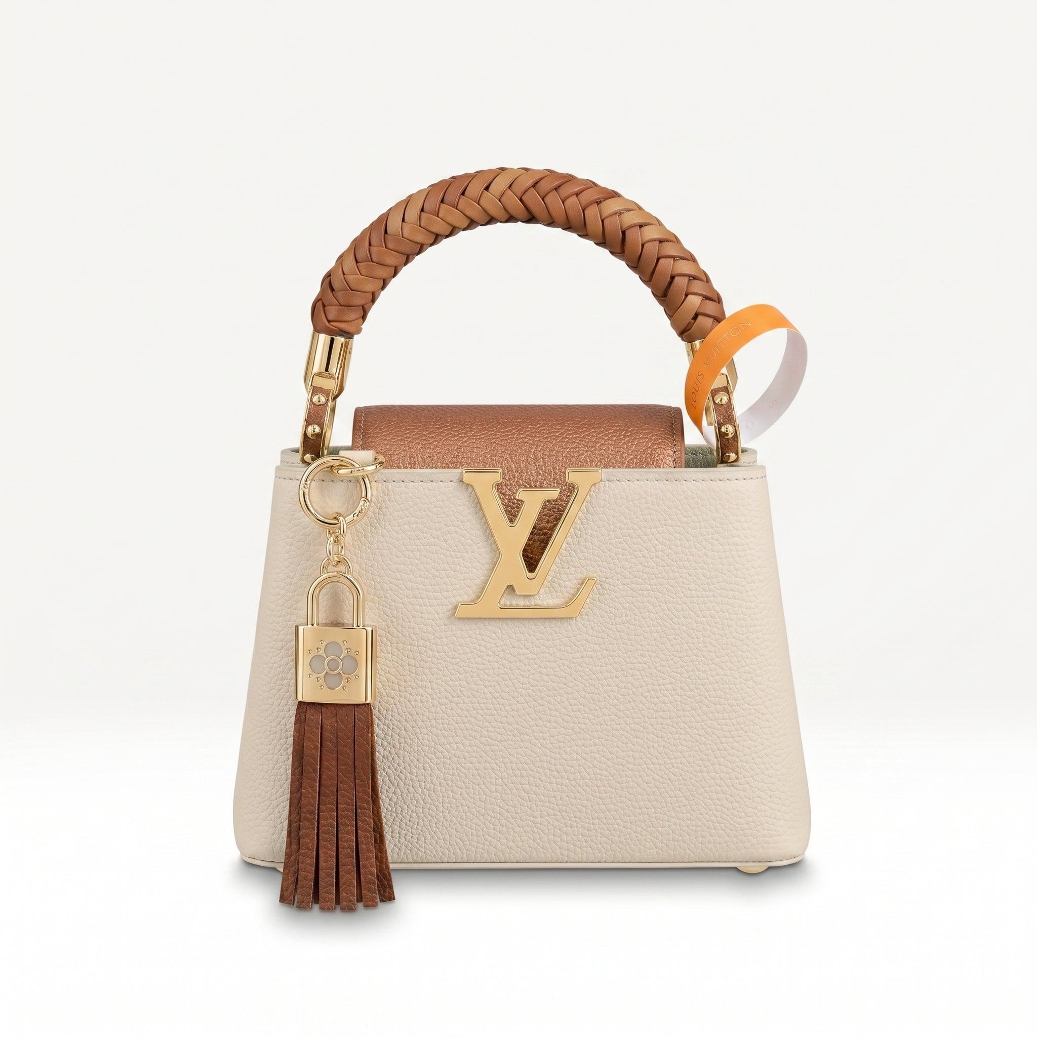 Louis Vuitton "Capucines Mini" Bag: 18 cm (Length) x 27 cm (Width) Women's Model M20846 Crema