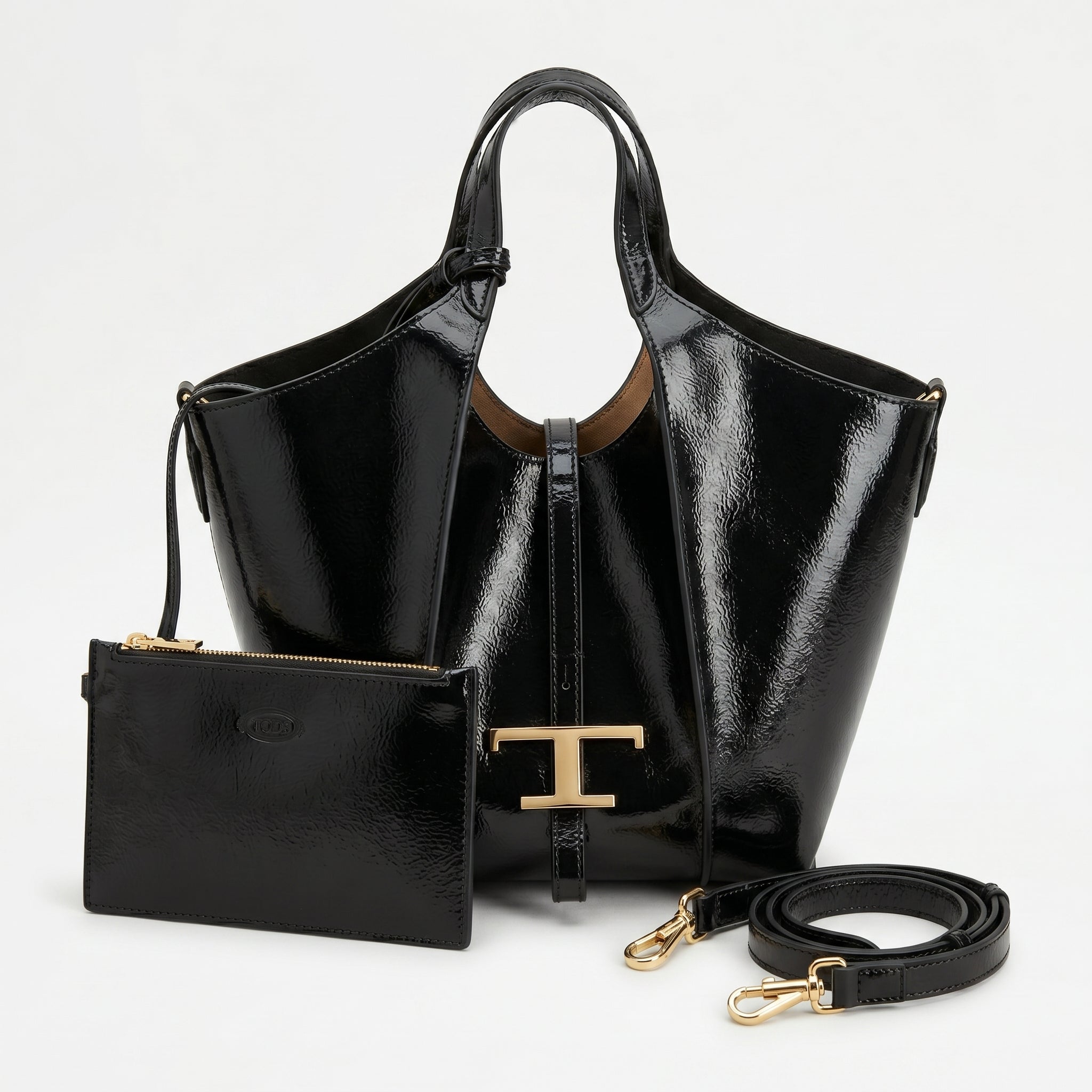 Tod's Timeless Small Shopping Bag in glossy leather – Dimensions: 20 cm (length) x 20 cm (width) Woman 8819 Black