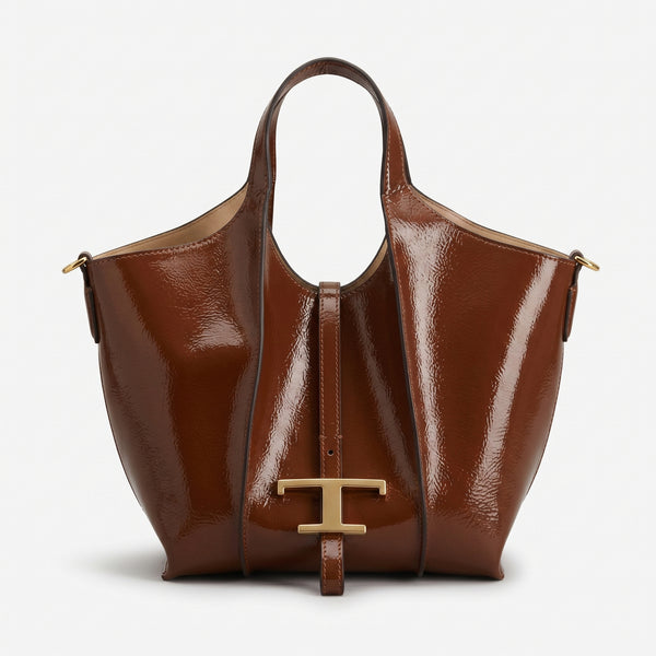 Tod's Timeless Small Shopping Bag in glossy leather – Dimensions: 20 cm (length) x 20 cm (width) Woman 8819 Brown