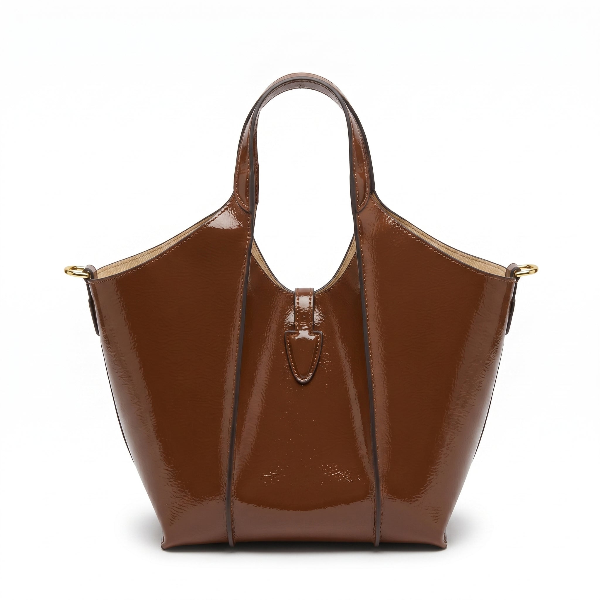Tod's Timeless Small Shopping Bag in glossy leather – Dimensions: 20 cm (length) x 20 cm (width) Woman 8819 Brown