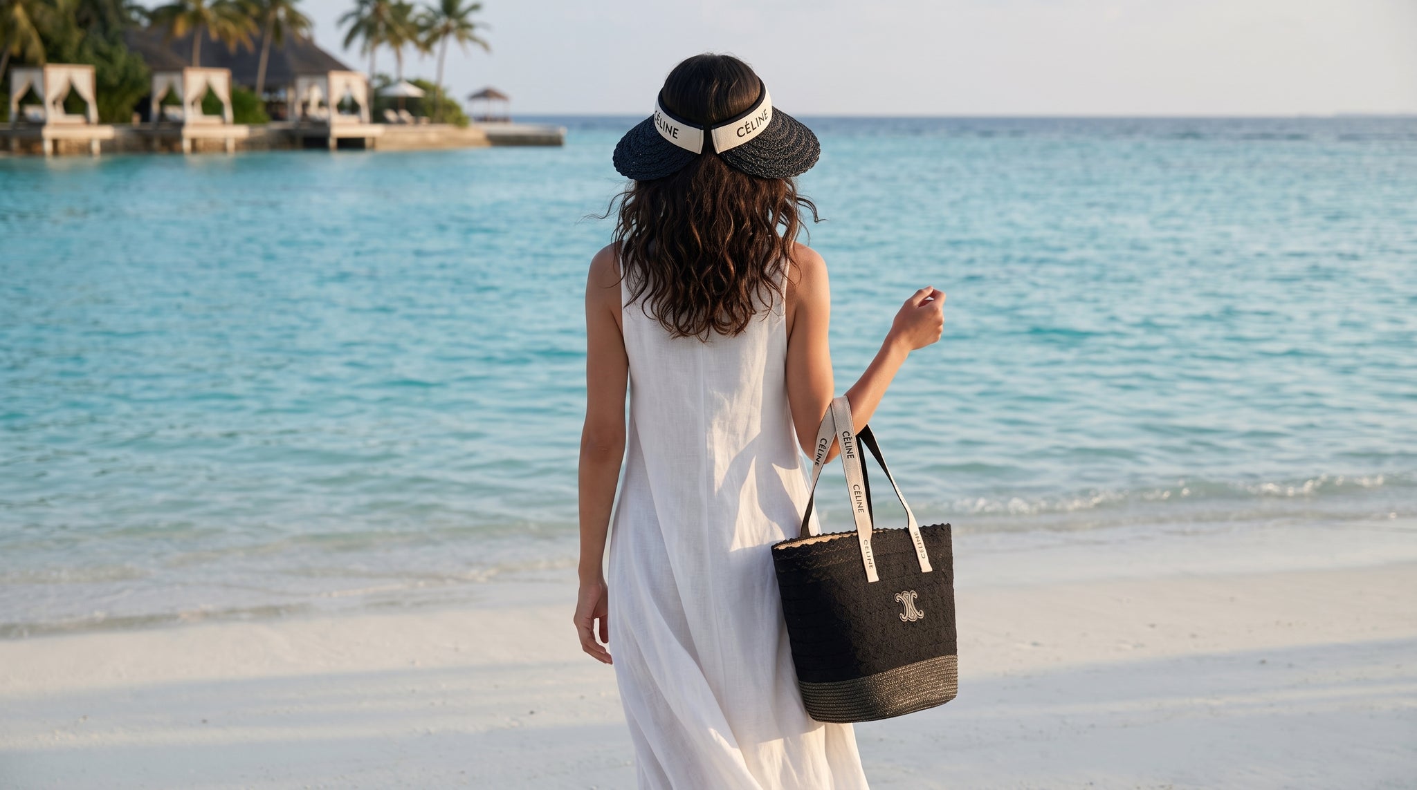 Celine Raffia Tote Bag With Calfskin Leather Trim Woman CEL 213 Black