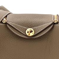Hermès Etoupe Clemence Mini Bag Lindy 20 Gold Hardware Length 13 cm - Width 19 cm Mirror Woman H278 Khaki