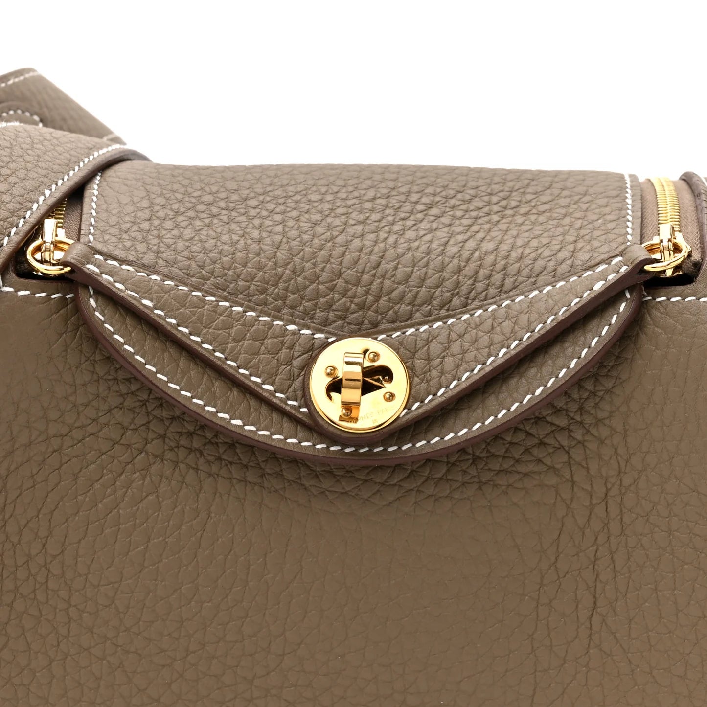Hermès Etoupe Clemence Mini Bag Lindy 20 Gold Hardware Length 13 cm - Width 19 cm Mirror Woman H278 Khaki
