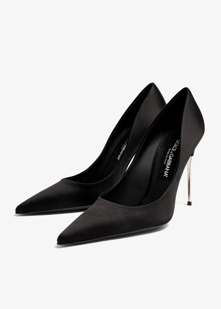 Dolce & Gabbana Pointed Leather Pumps Heels Woman DG-210 Black