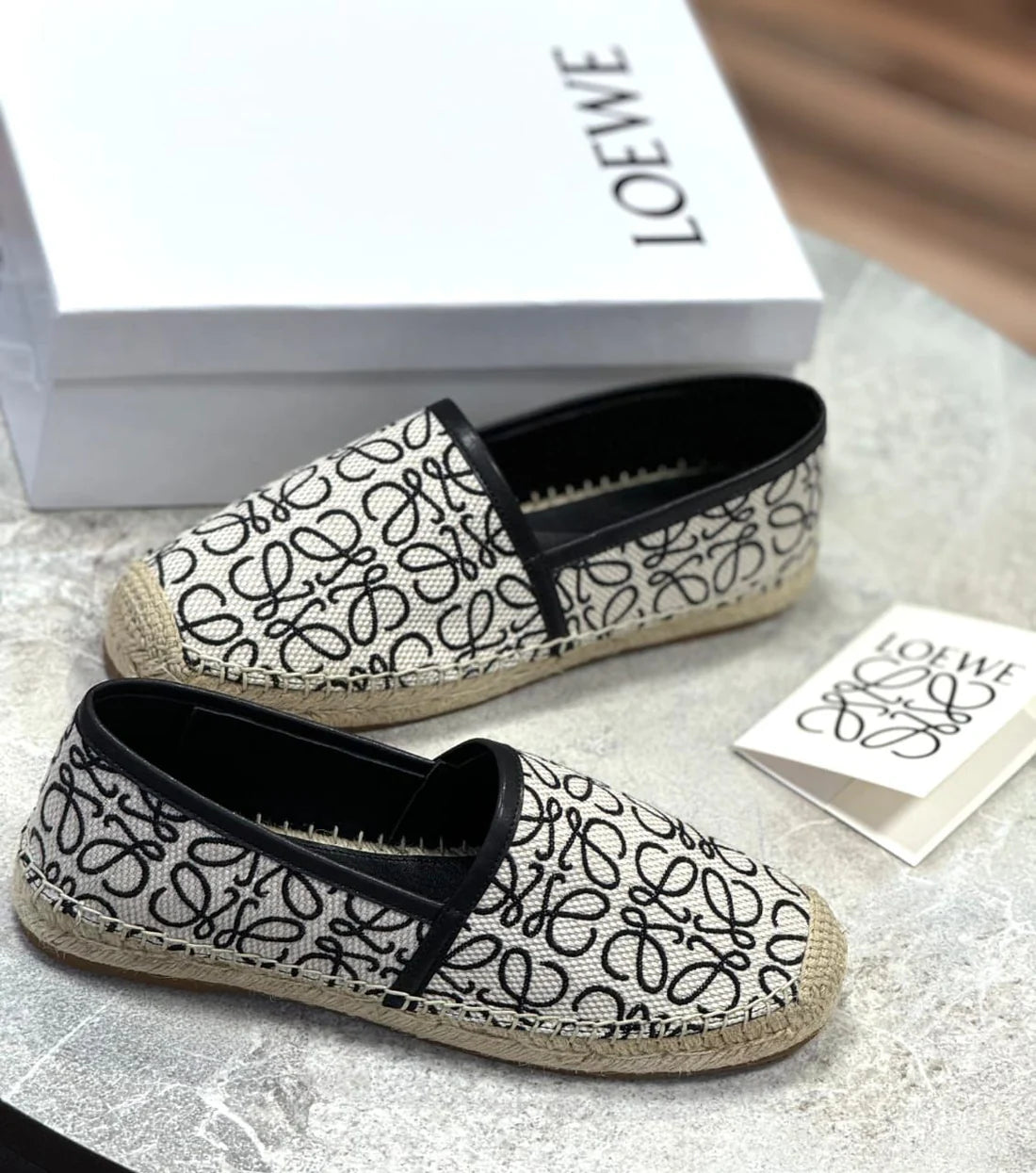 Loewe Owen Logo Jacquard Espadrille Woman 29762 Black
