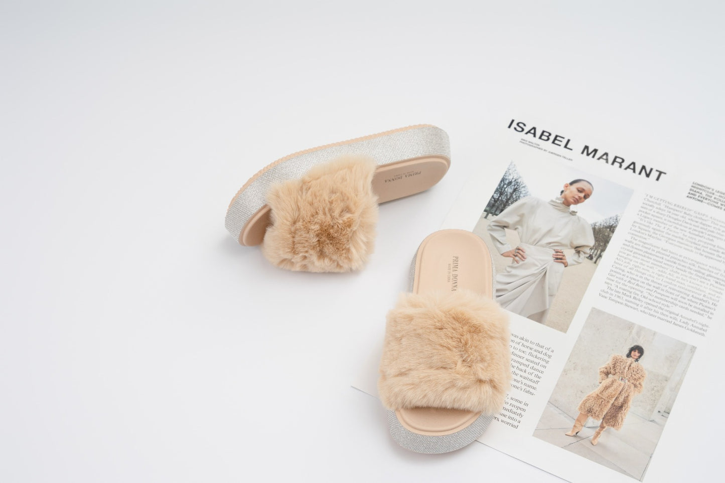 Fur slide slipper Woman FUR6 Beige