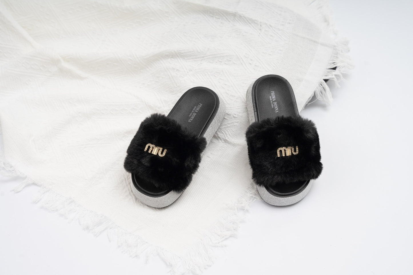 Fur slide slipper Woman FUR8 Black