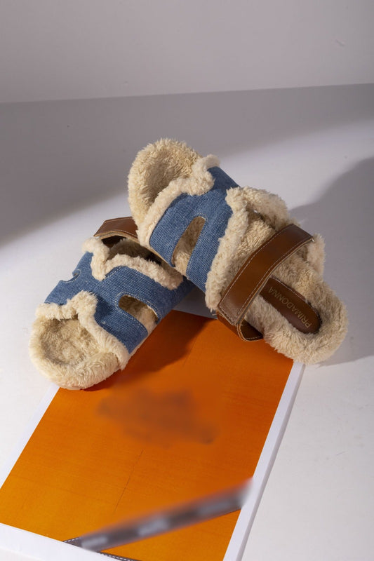 Fur slide slipper Woman FUR10 Jeans