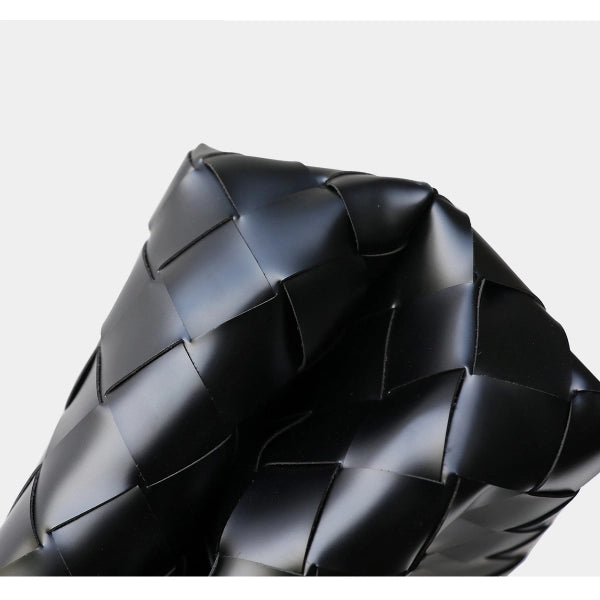 Weaved oil waxed calf leather handle shoulder tote Bag Mirror Length 23 cm - Width 42 cm Woman Y9113 Black
